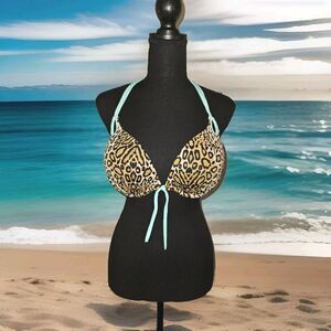 Victoria Secret PINK Leopard Print Bikini Top Size 36D